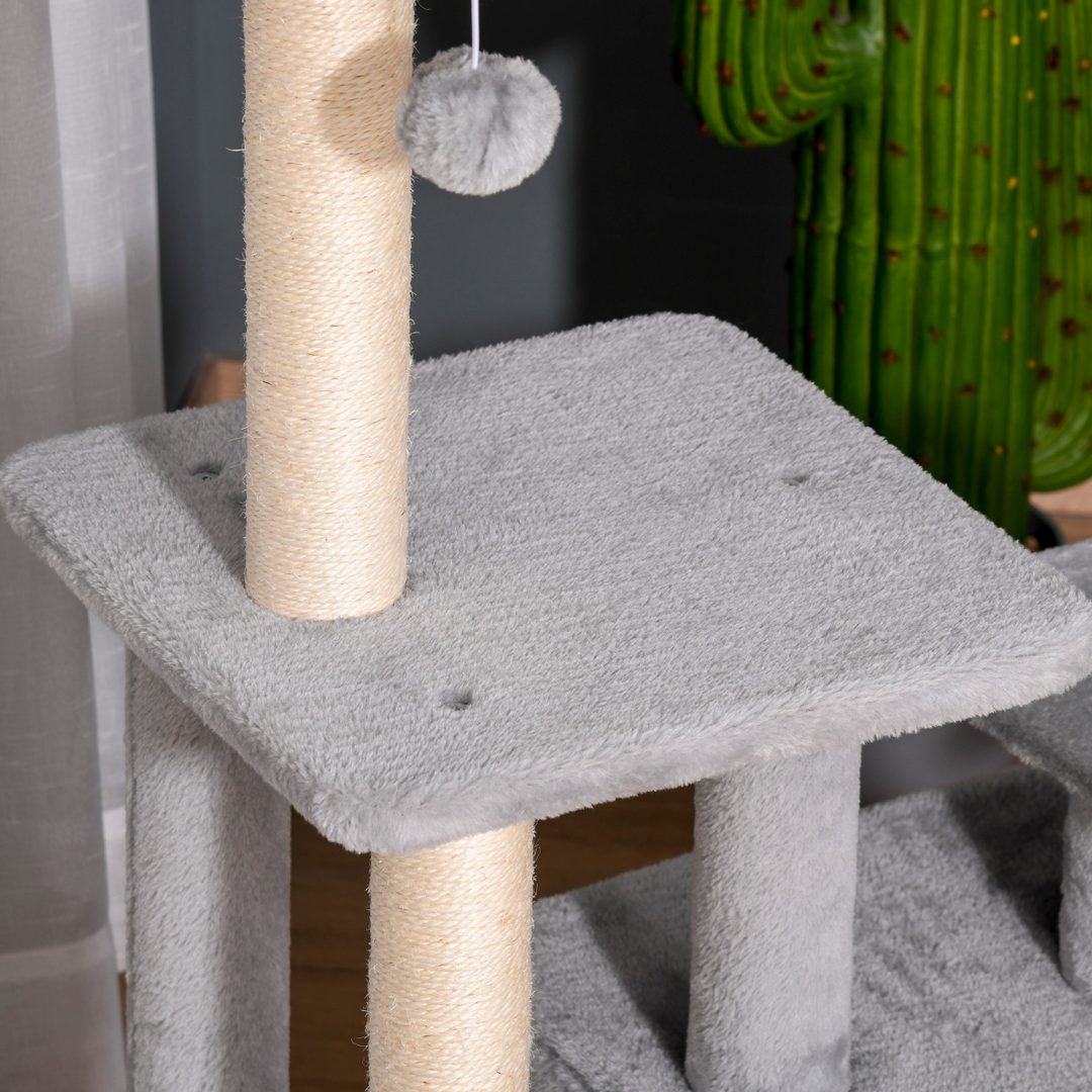 PawHut Deluxe Cat Tree Tower with Scratching Posts & Playful Hanging Balls