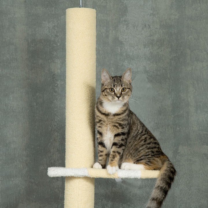 Elevate Feline Fun: 260cm Adjustable Cat Tree with Anti-Slip Stability - Yellow