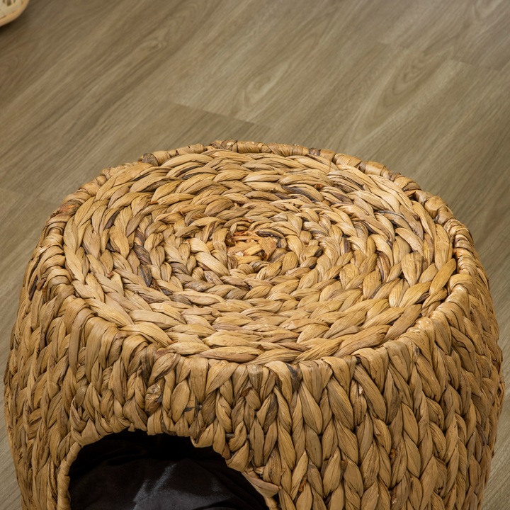 Chic Rattan Cat House Stool: Cozy Wicker Pet Bed & Stylish Seat Combo