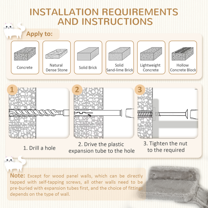 PawHut Cat Wall Furniture Set: 4-Piece Climbing Shelf & Hammock for Happy Cats