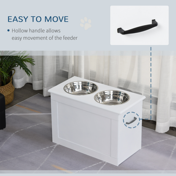 Raised Dog Bowls w/ Storage Function Stainless Steel Bowl Elevated Base Pawhut