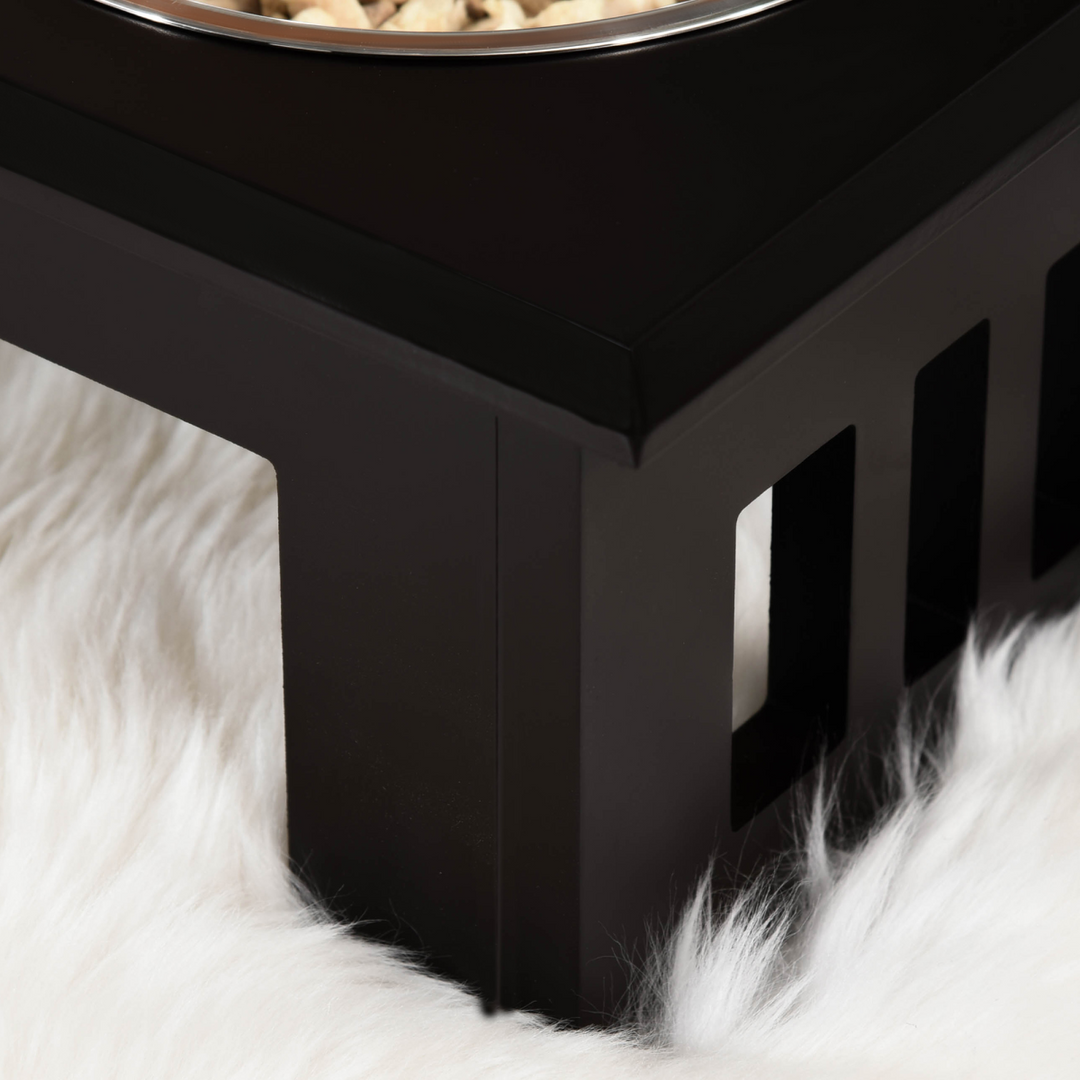 PawHut Raised Dog Bowls with Double Stainless Steel Bowls | Brown