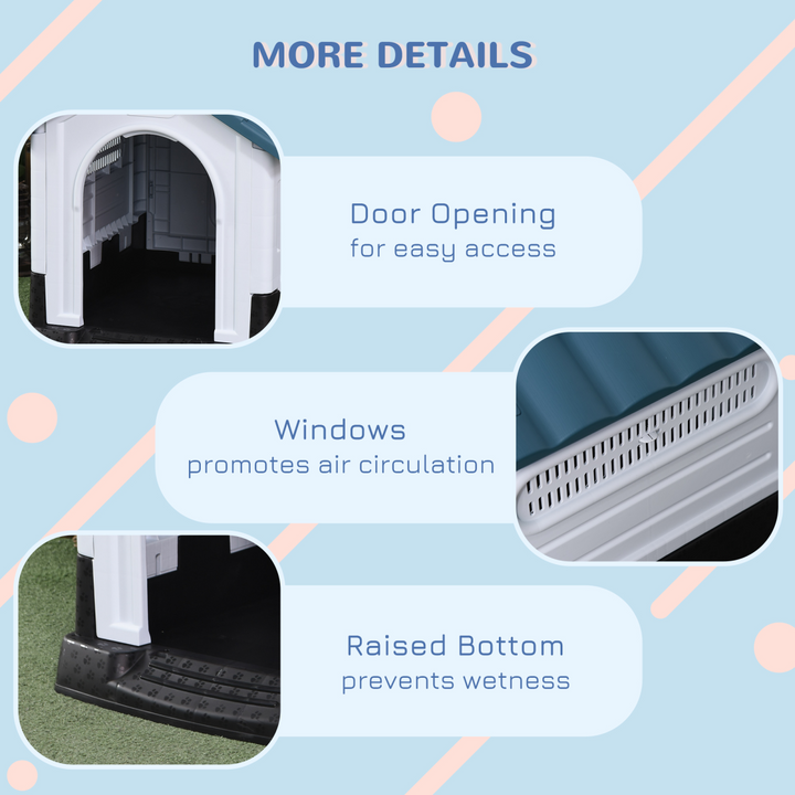 Dog Kennel for Outside Plastic Dog House for XS Dogs, 64.5 x 57 x 66cm