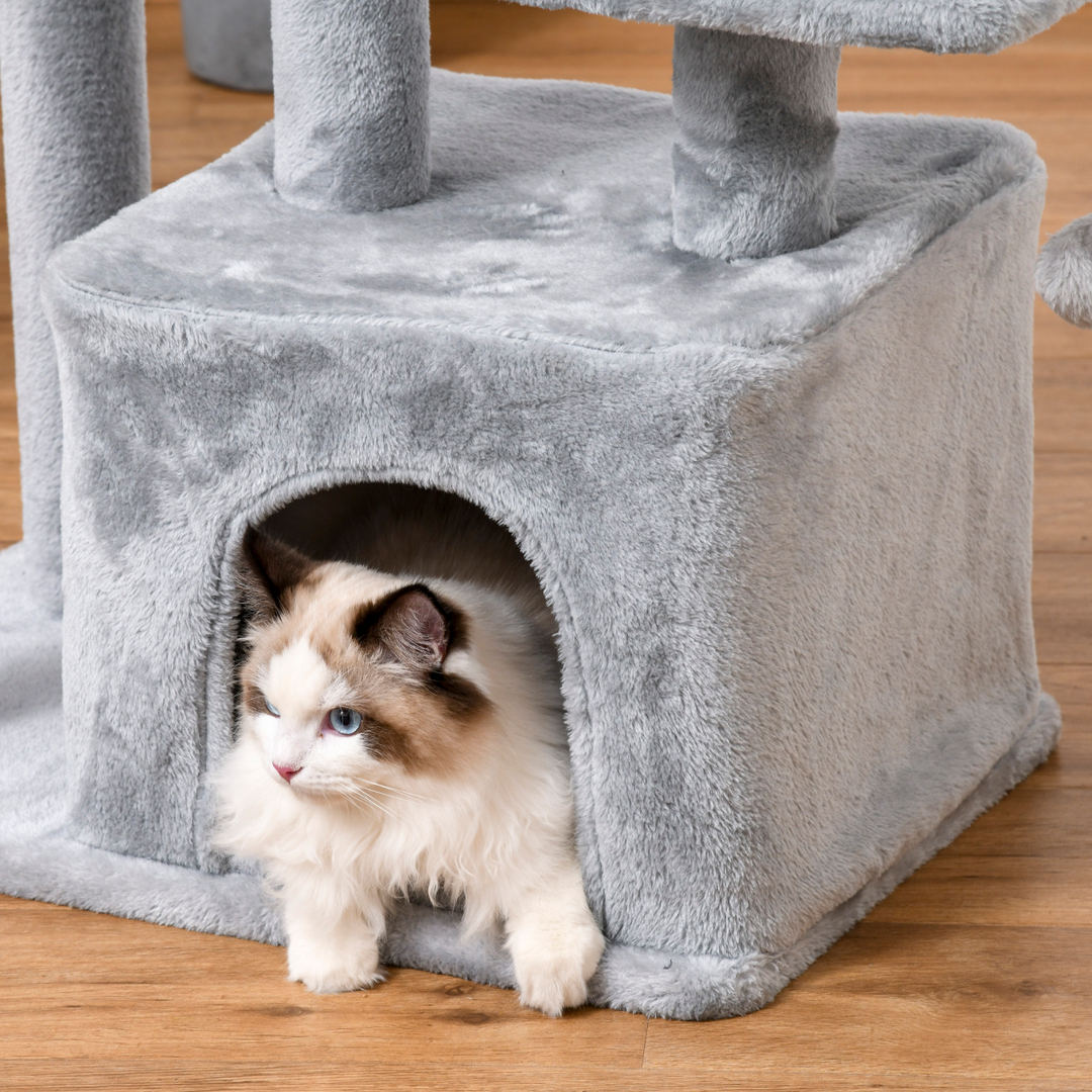PawHut Deluxe Cat Tree Tower with Scratching Posts & Playful Hanging Balls
