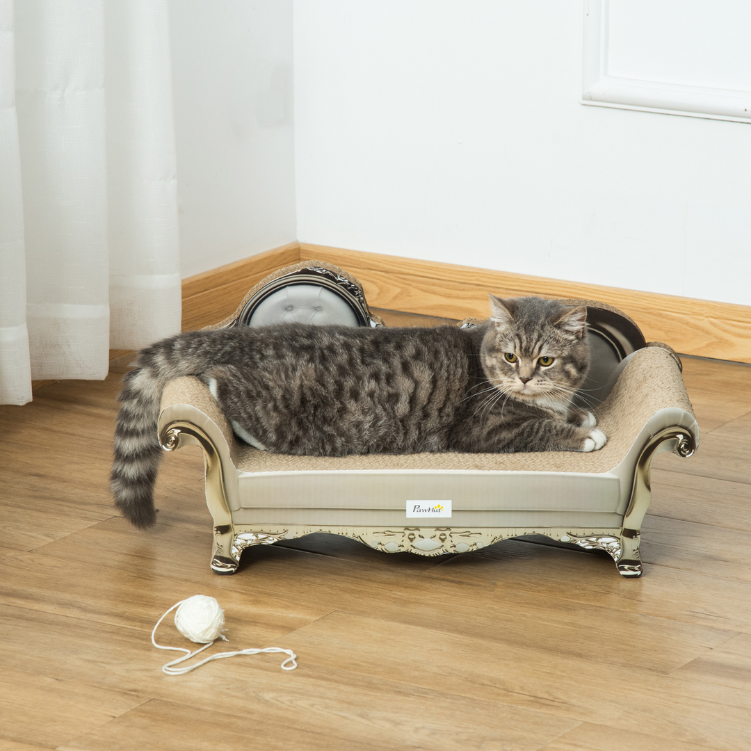 Luxury Cat Scratching Bed with Catnip - Modern PawHut Furniture in Brown