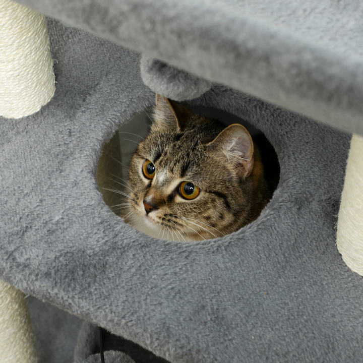 Ultimate Indoor Cat Tree Tower: Scratching Posts, Cozy Pad & Playful Ball!
