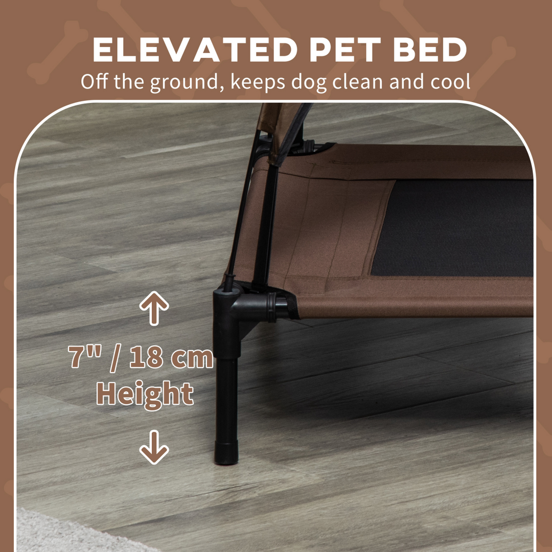 92 cm Elevated Pet Bed Dog Cot Tent with Canopy Instant Shelter Outdoor Coffee