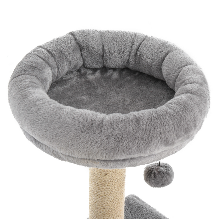 Ultimate Cat Tree Condo with Scratching Posts & Play Ball - Grey 60x33.5x96cm