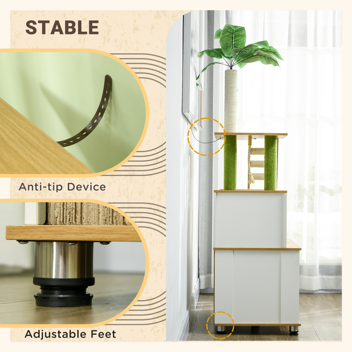 🌿 PawHut 2-in-1 Cat Tree & Hidden Litter Box – Stylish Indoor Oasis