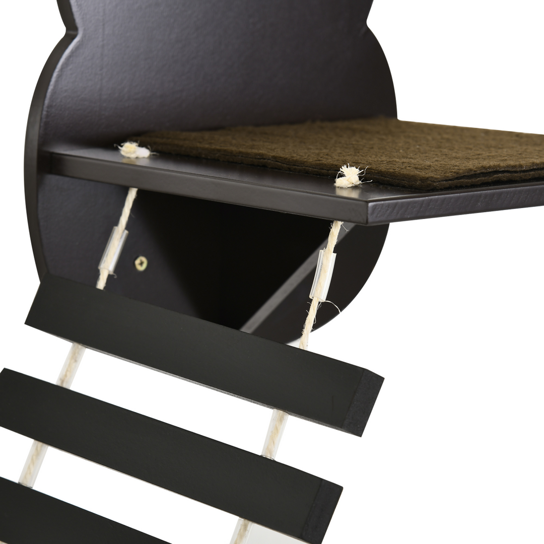 5-Piece Wall-Mounted Cat Shelves Set with Bridge, Steps & Cat House – Modern Wooden Cat Wall Furniture