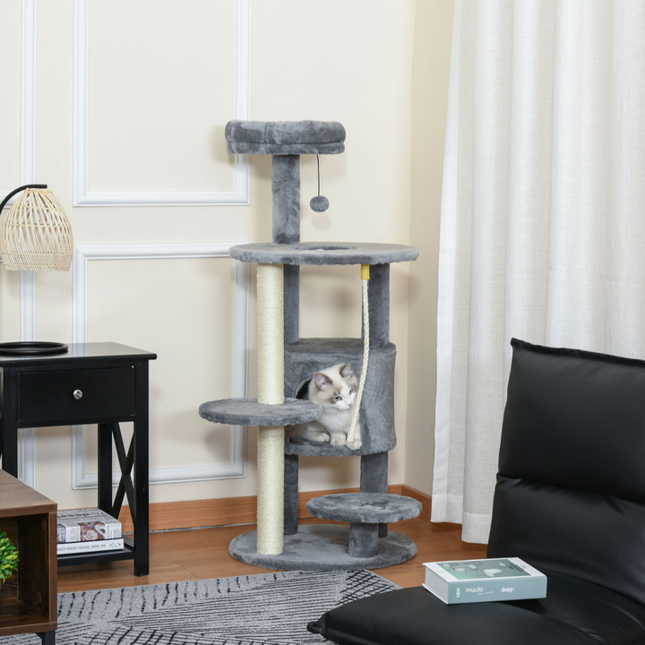 Deluxe Multi-Level Cat Tree with Scratching Posts & Fun Hanging Toys