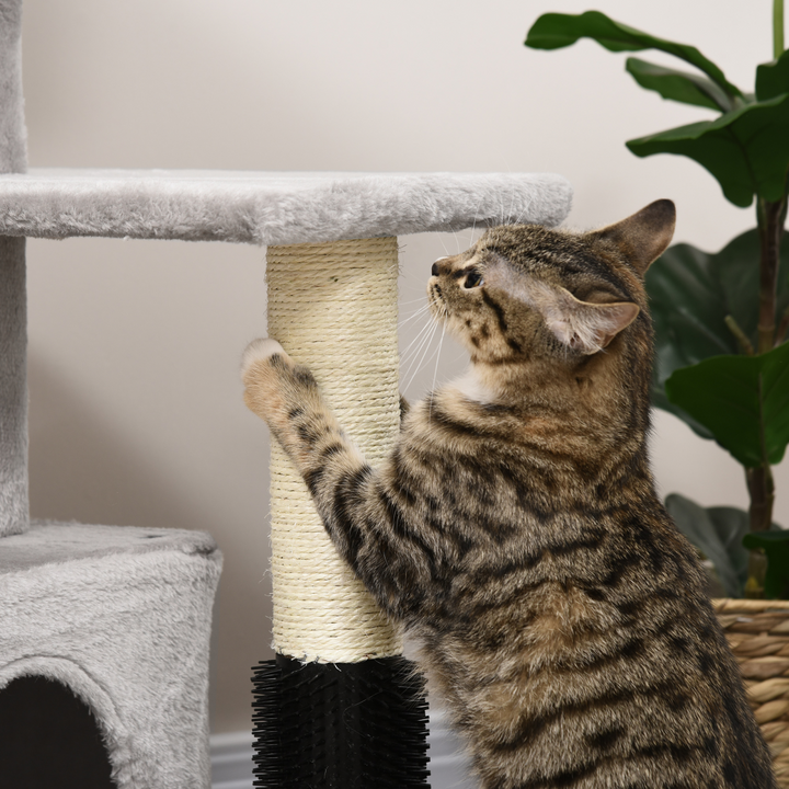 PawHut Cat Tree Climbing Activity Centre – Grey Multi-Level Cat Tower with Sisal Scratching Surface, Condo & Washable Top Bed