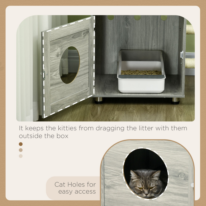 Ultimate PawHut Cat Litter Box Enclosure with Cozy Retreat & Scratching Posts