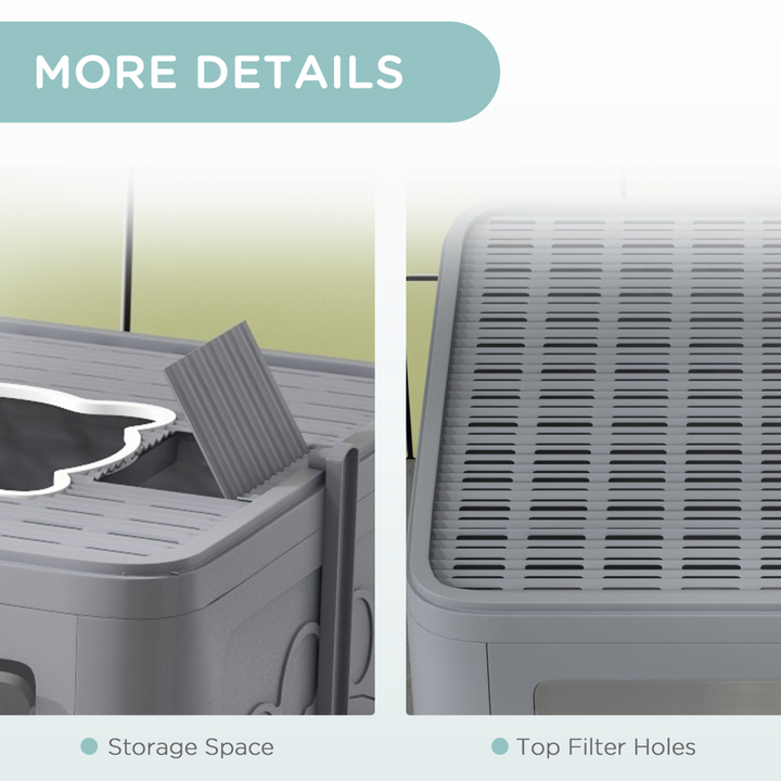 PawHut Enclosed Cat Litter Tray with Lid - Front Entry & Top Exit Convenience