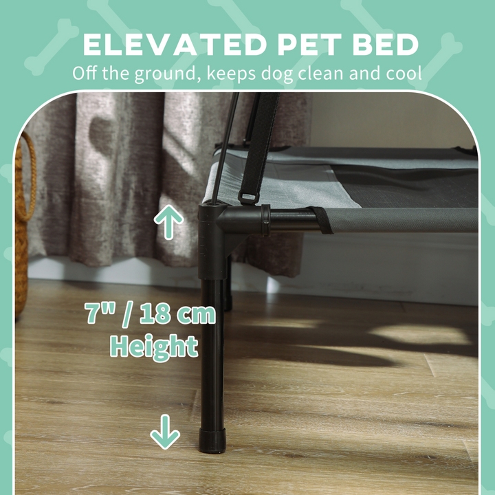 Cozy Elevated Dog Bed with Canopy - Cool & Comfy PawHut Pet Cot, Grey