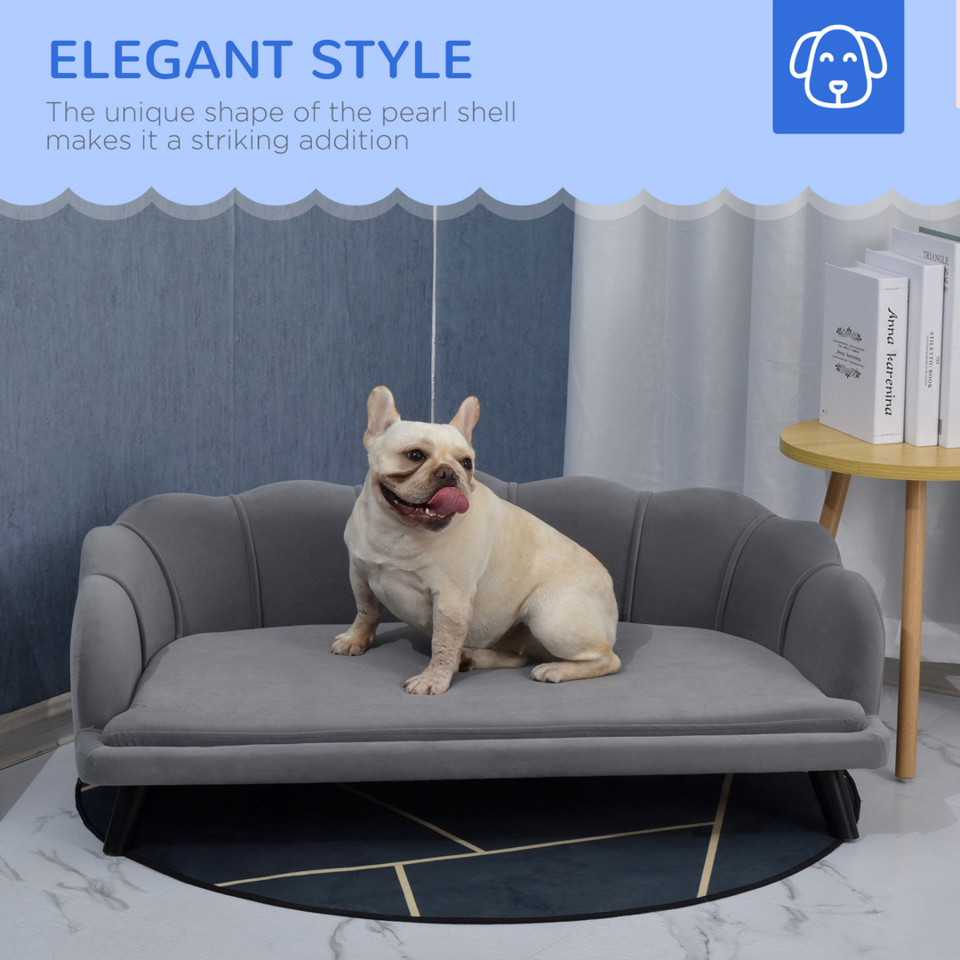 PawHut Dog Sofa, Pet Couch Bed for Medium, Large Dogs w/ Legs, Cushion - Grey