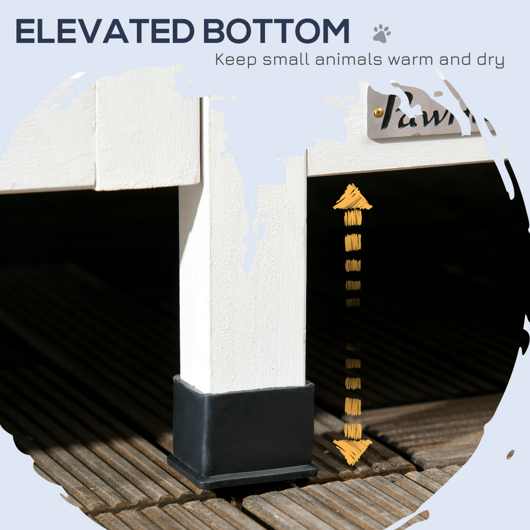PawHut Wooden Outdoor Cat House with Flower Pot, Window &amp; Multiple Entrances – Grey