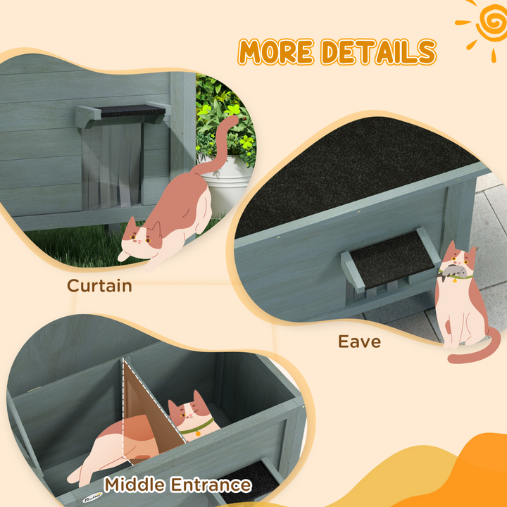 CozyFeline Insulated Outdoor Cat House with Openable Roof - Charcoal Grey