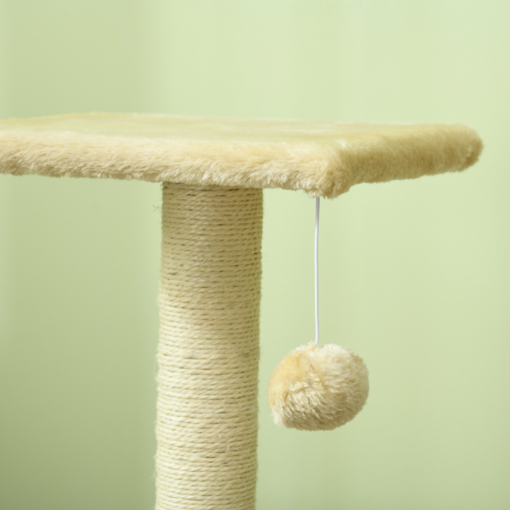 PawHut 72cm Cat Tree Tower: Premium Climbing & Scratching Haven in Cream White