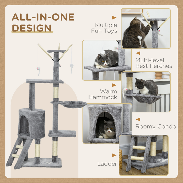 PawHut 5-Tier Cat Tree: Ultimate Activity Centre & Scratching Post in Grey