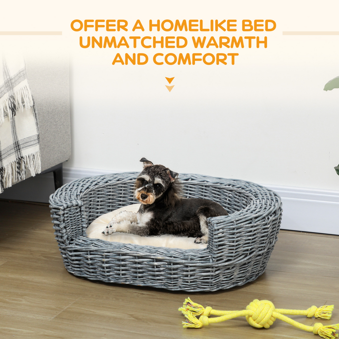 Luxurious Elevated Pet Bed: Stylish Wicker Sofa for Dogs & Cats with Plush Cushion