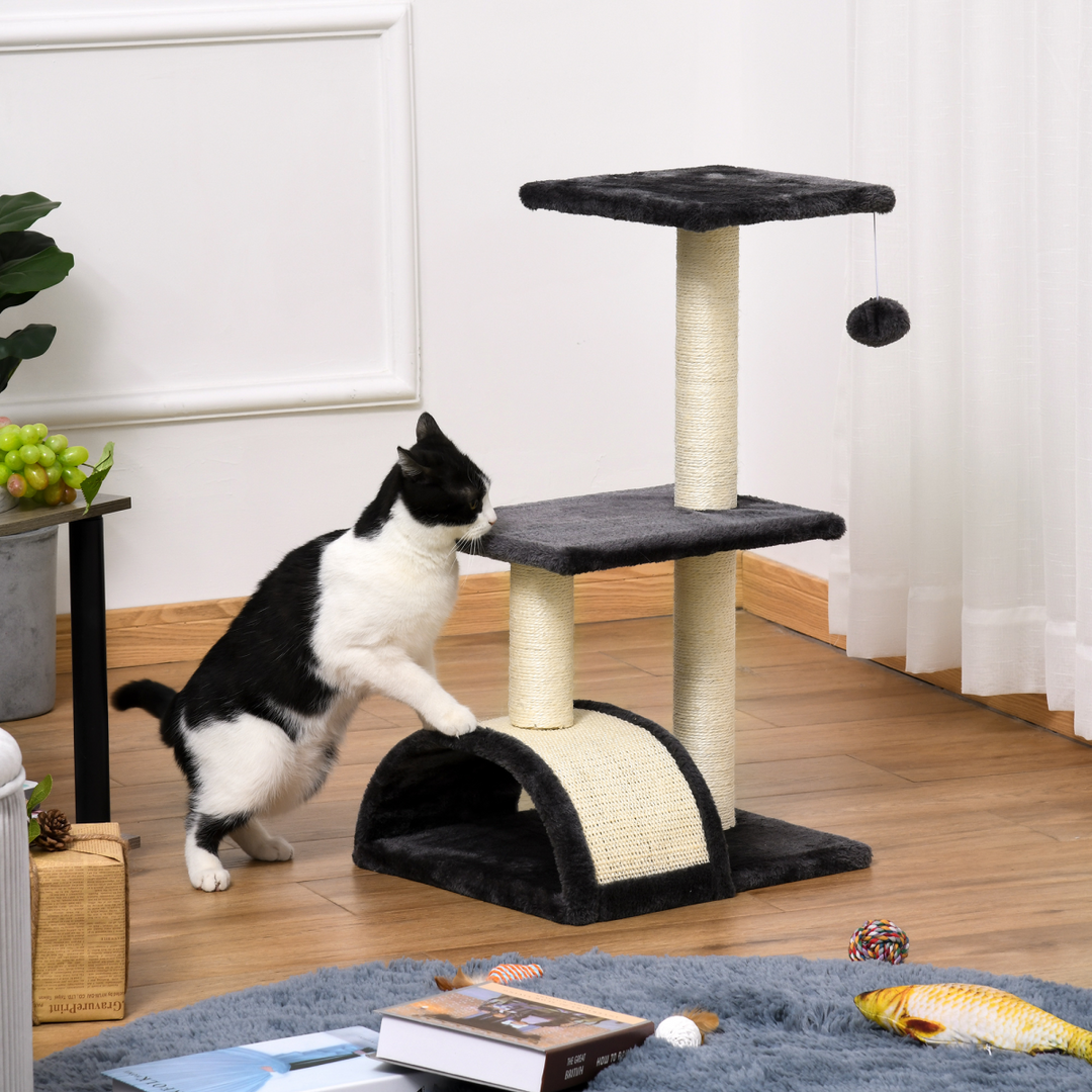 Ultimate Cat Tree with Scratching Posts & Hanging Ball - Grey Pawhut