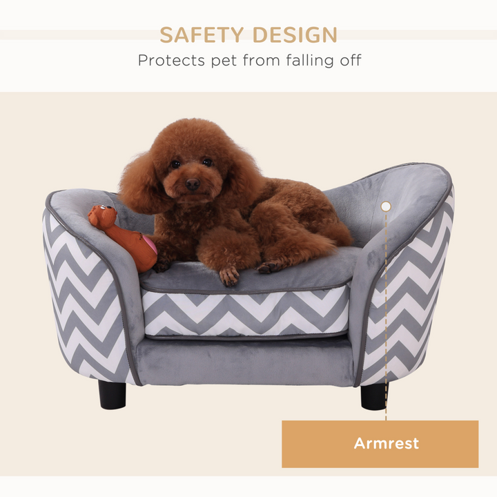 PawHut Grey Pet Couch: Cozy Sofa with Removable Cushion for XS Dogs