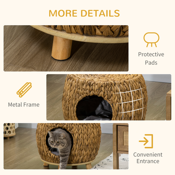 Chic Rattan Cat House Stool: Cozy Wicker Pet Bed & Stylish Seat Combo
