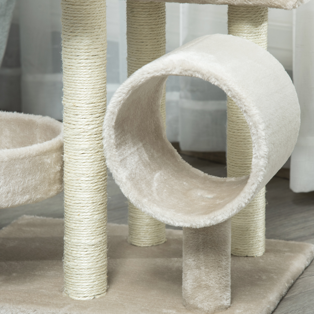 Ultimate Cat Oasis: Multi-Level Scratching Post & Play Tower in Beige