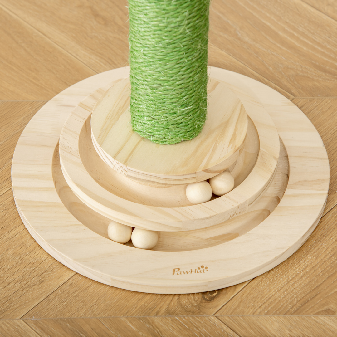 Interactive Cactus Cat Tree with Sisal Scratching Post & Roller Ball Fun