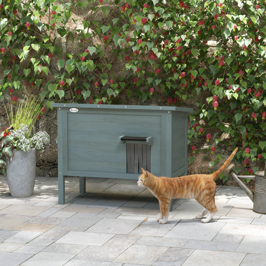 CozyFeline Insulated Outdoor Cat House with Openable Roof - Charcoal Grey