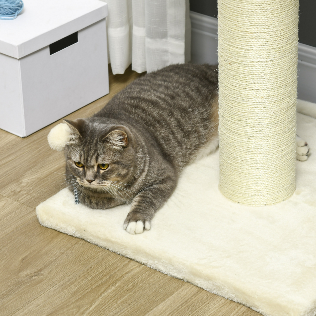 Deluxe Cream Cat Tree: Spacious Bed & Sisal Scratching Post for Indoor Cats