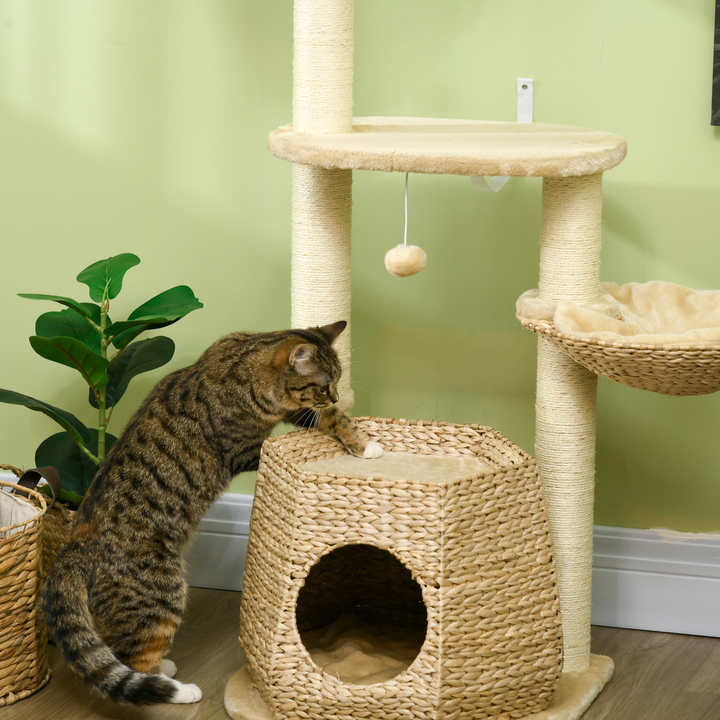 PawHut Multi-Level Cat Tree with Cattail Bed, Sisal Posts & Play Ball
