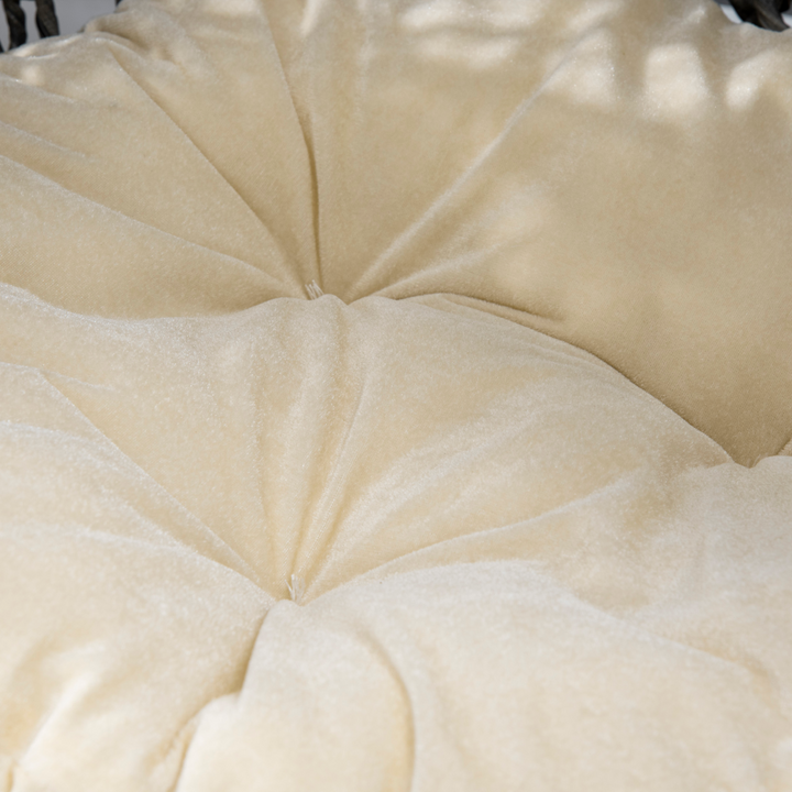 Stylish Rattan Elevated Cat House with Cozy Cushion - No Assembly Needed!