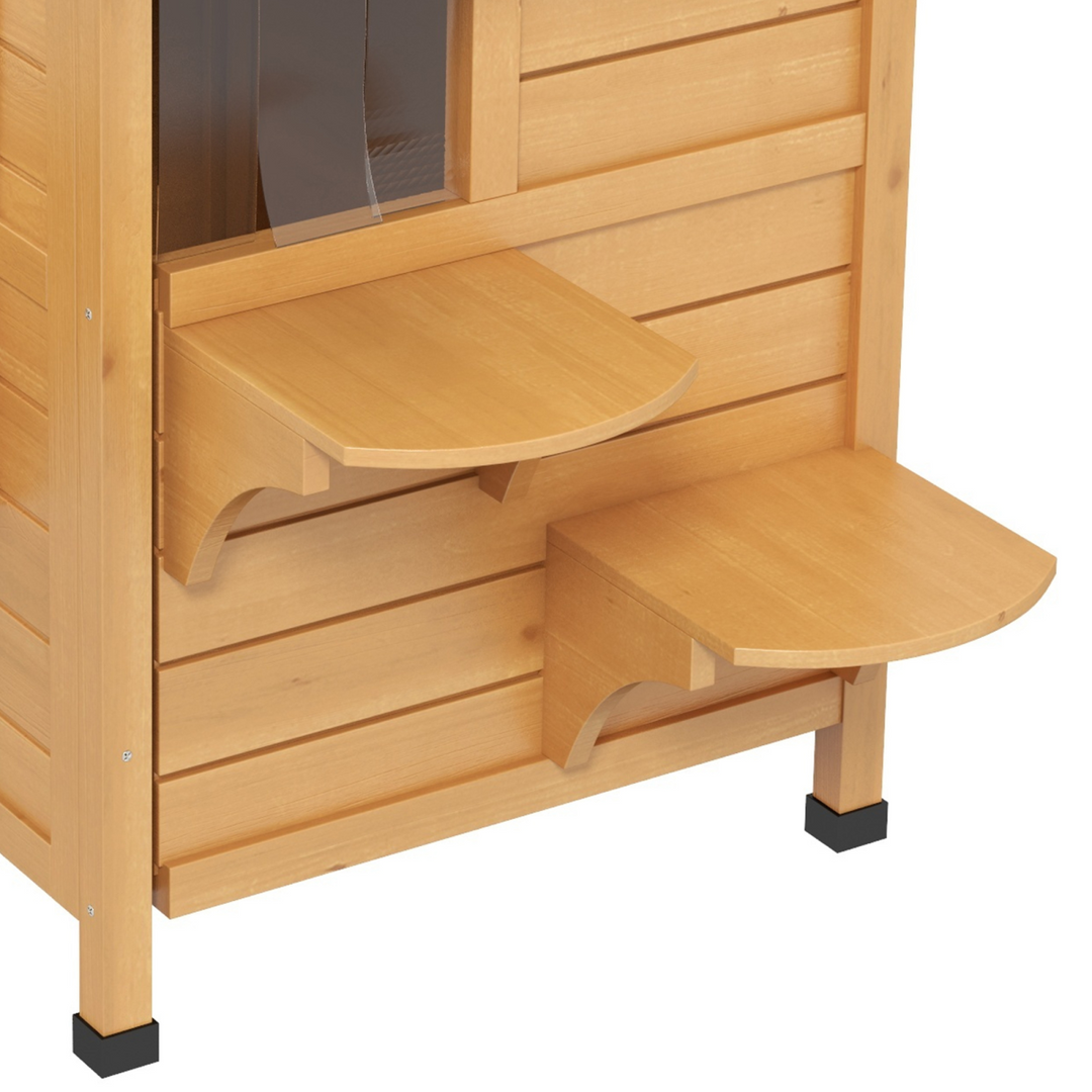 Cozy Outdoor Wooden Cat House - Multi-Level Shelter for Happy Feline Retreats
