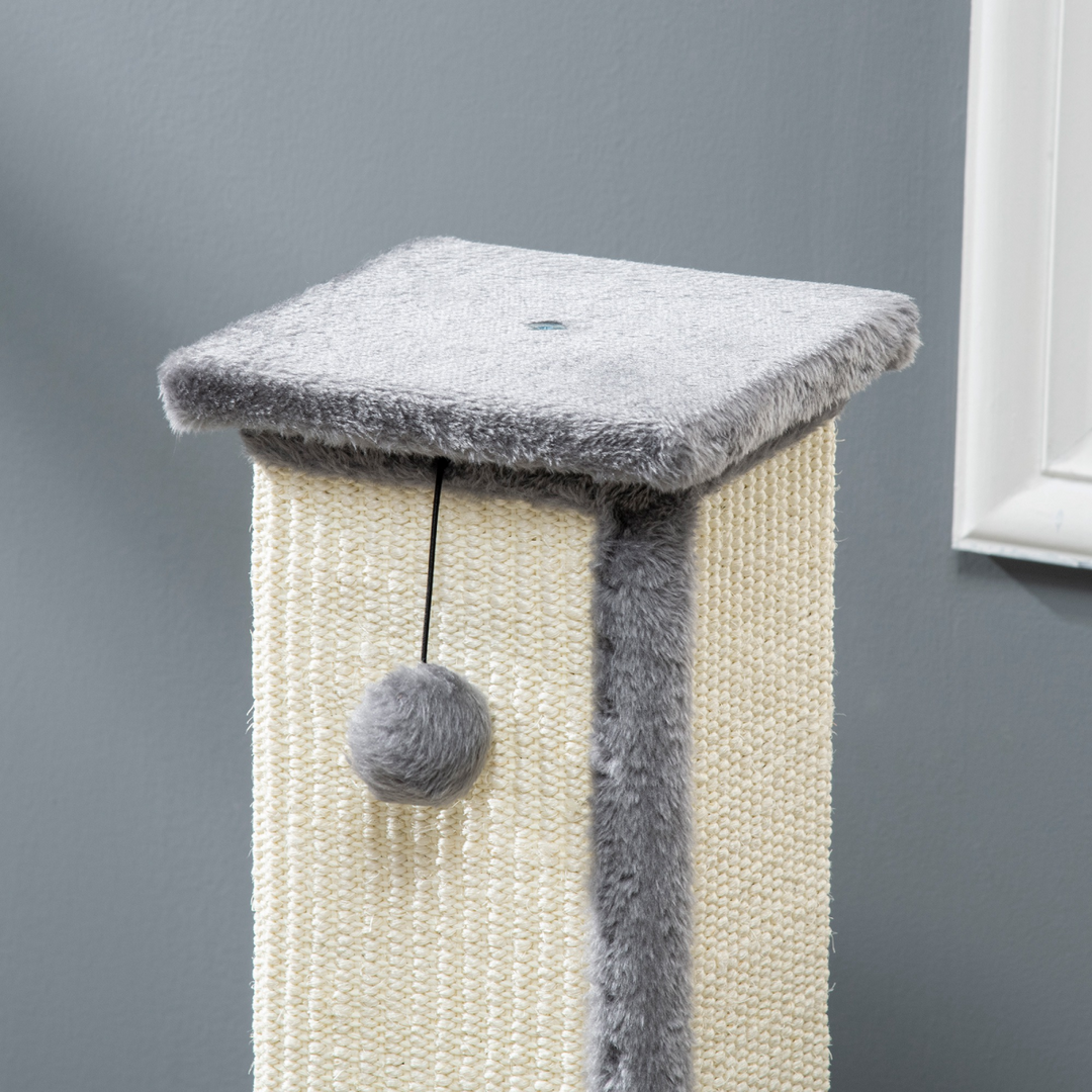 Ultimate Cat Scratching Post 81cm with Sisal Rope & Plush Toy Ball - Grey