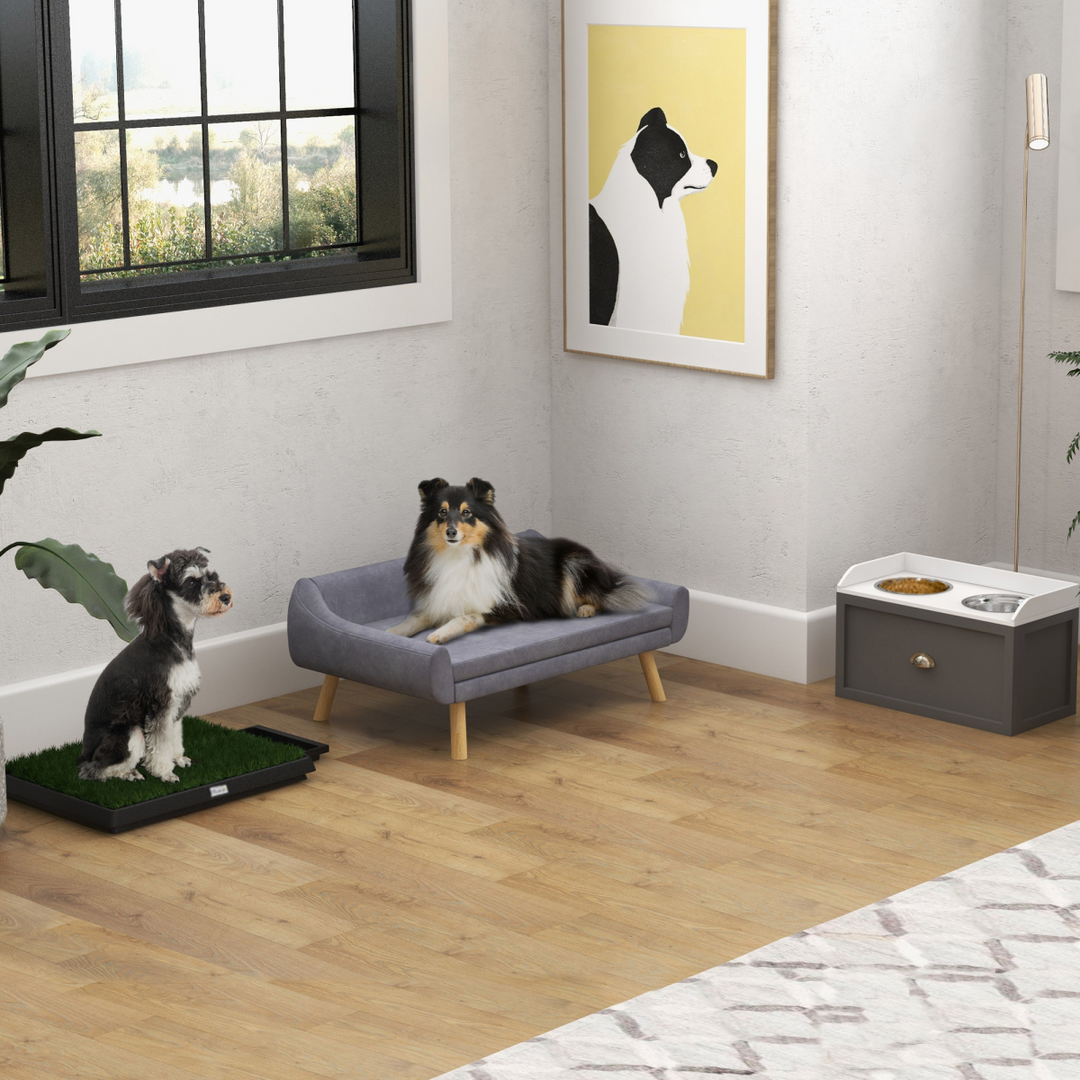 PawHut Elevated Dog Feeding Station with Storage - Comfort for Large Breeds