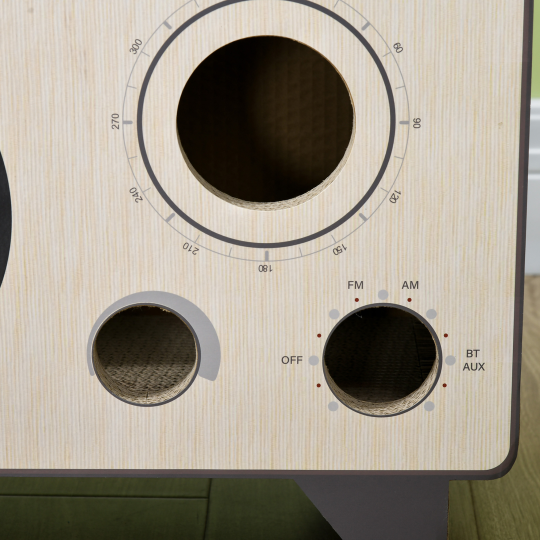 PawHut Vintage Radio Cat Scratching Board & House with Catnip Fun!