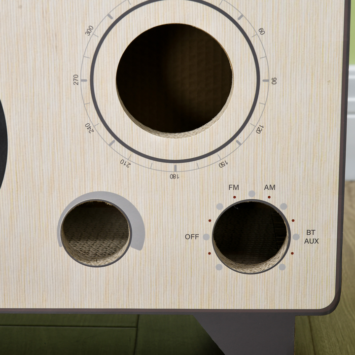PawHut Vintage Radio Cat Scratching Board & House with Catnip Fun!