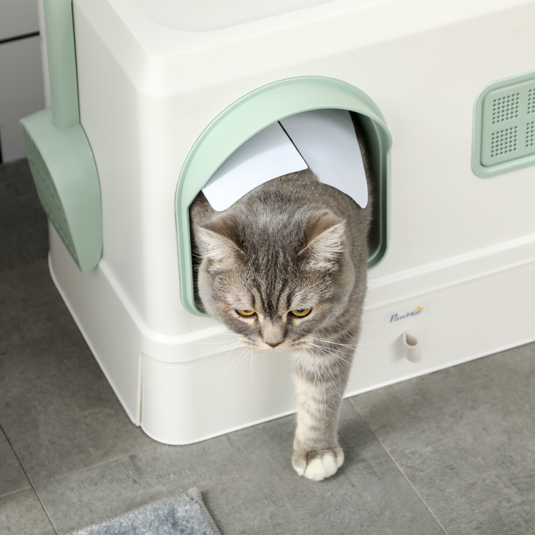 Privacy Plus: Hooded Cat Litter Box with Drawer, Scoop & Odor Control