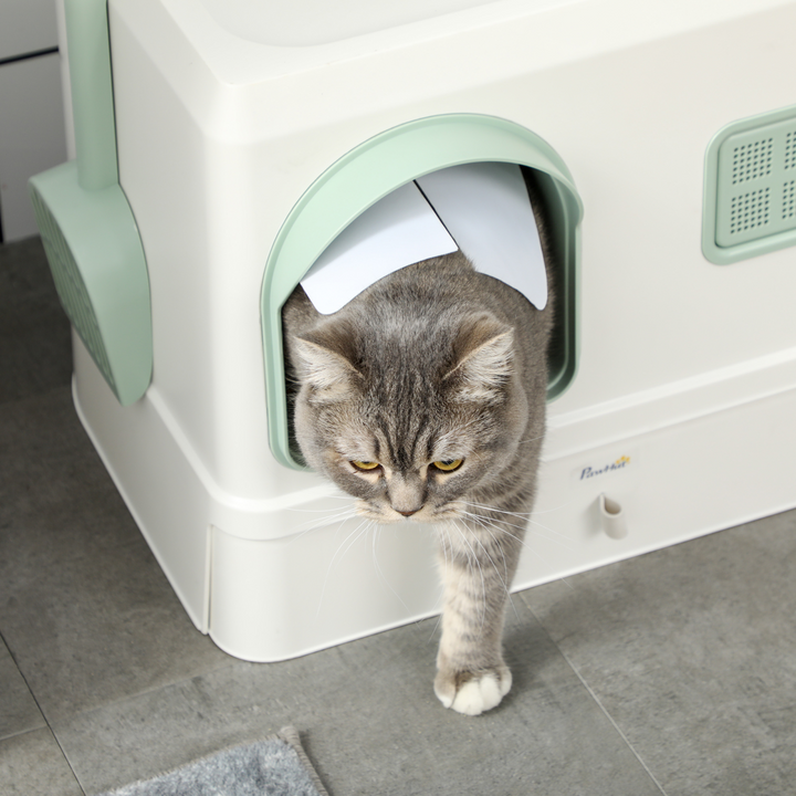 Privacy Plus: Hooded Cat Litter Box with Drawer, Scoop & Odor Control