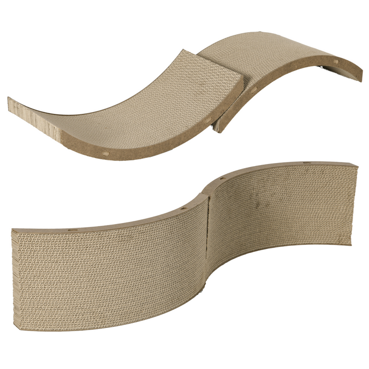 PawHut 4-Piece Reversible Cat Scratch Pads – Curved Cardboard Cat Scratcher Set for Play, Exercise & Treadmill Replacement