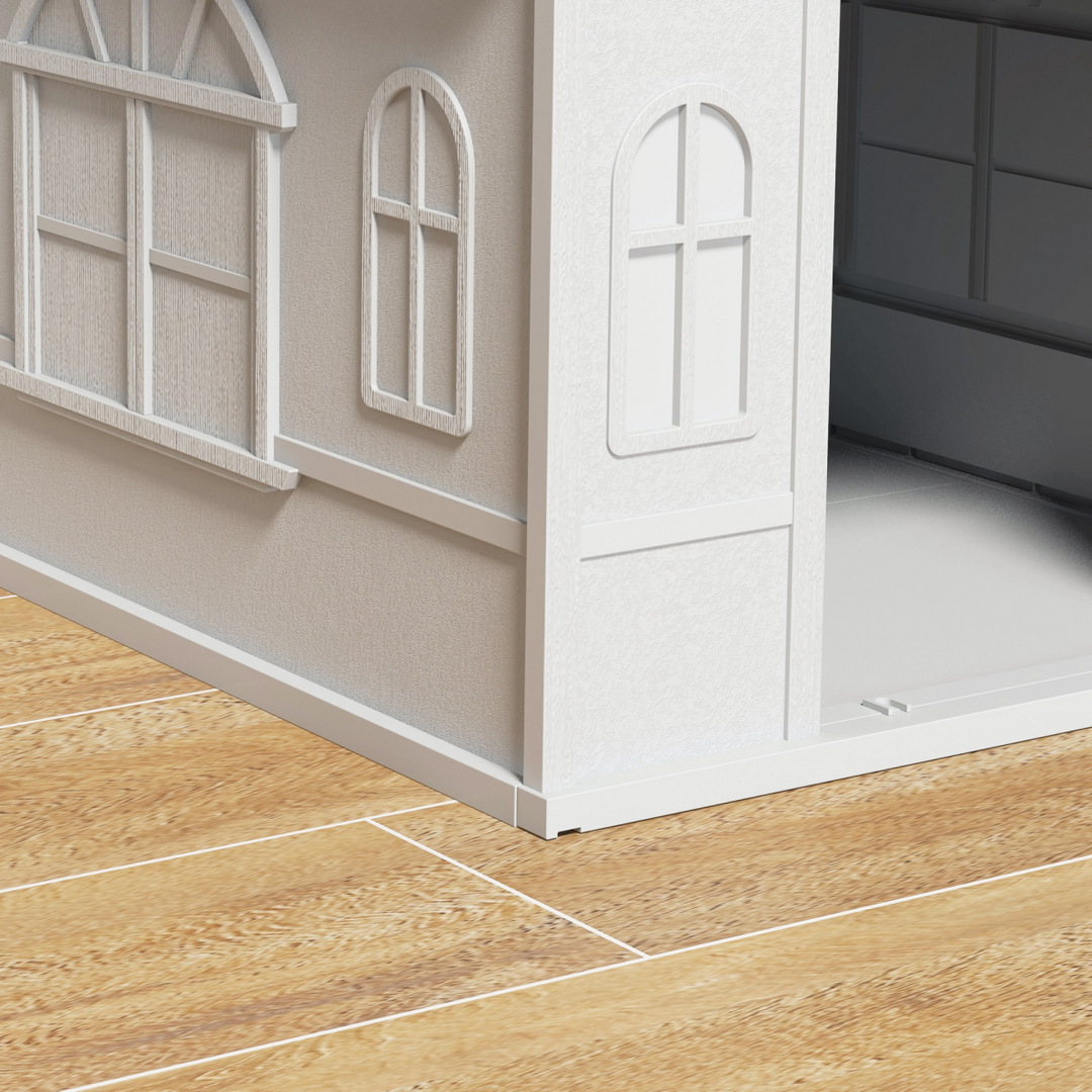 PawHut Grey Weather-Resistant Dog House - Cozy Shelter for Medium Dogs