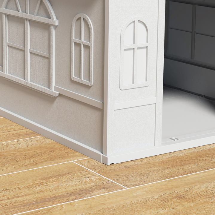 PawHut Grey Weather-Resistant Dog House - Cozy Shelter for Medium Dogs