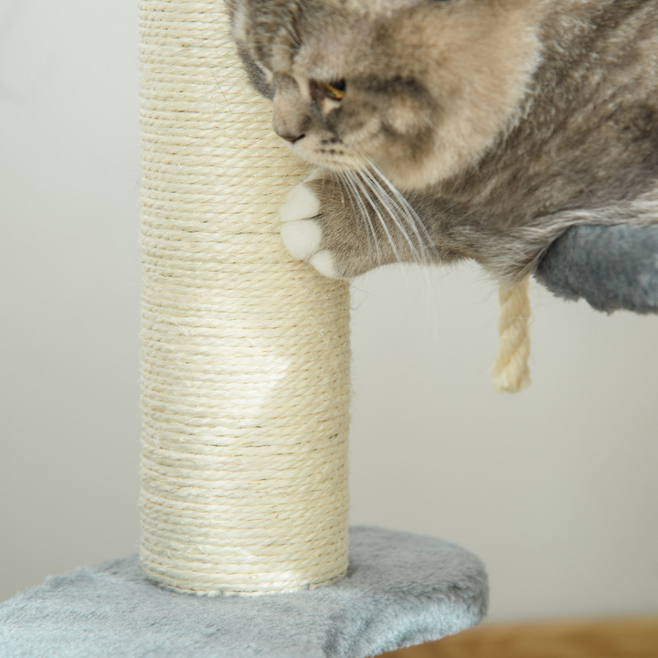 PawHut Cat Tree: 2-Perch Scratching Post & Play Center with Hanging Rope