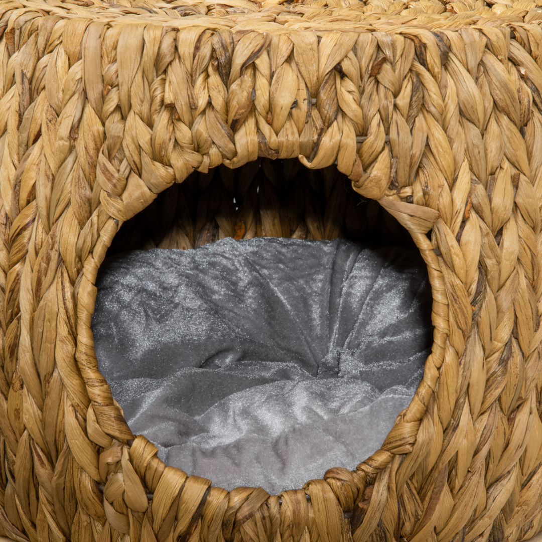 Chic Rattan Cat House Stool: Cozy Wicker Pet Bed & Stylish Seat Combo