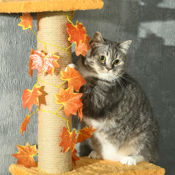 Sturdy 242cm Adjustable Cat Tree - Ultimate Floor-to-Ceiling Fun in Orange!