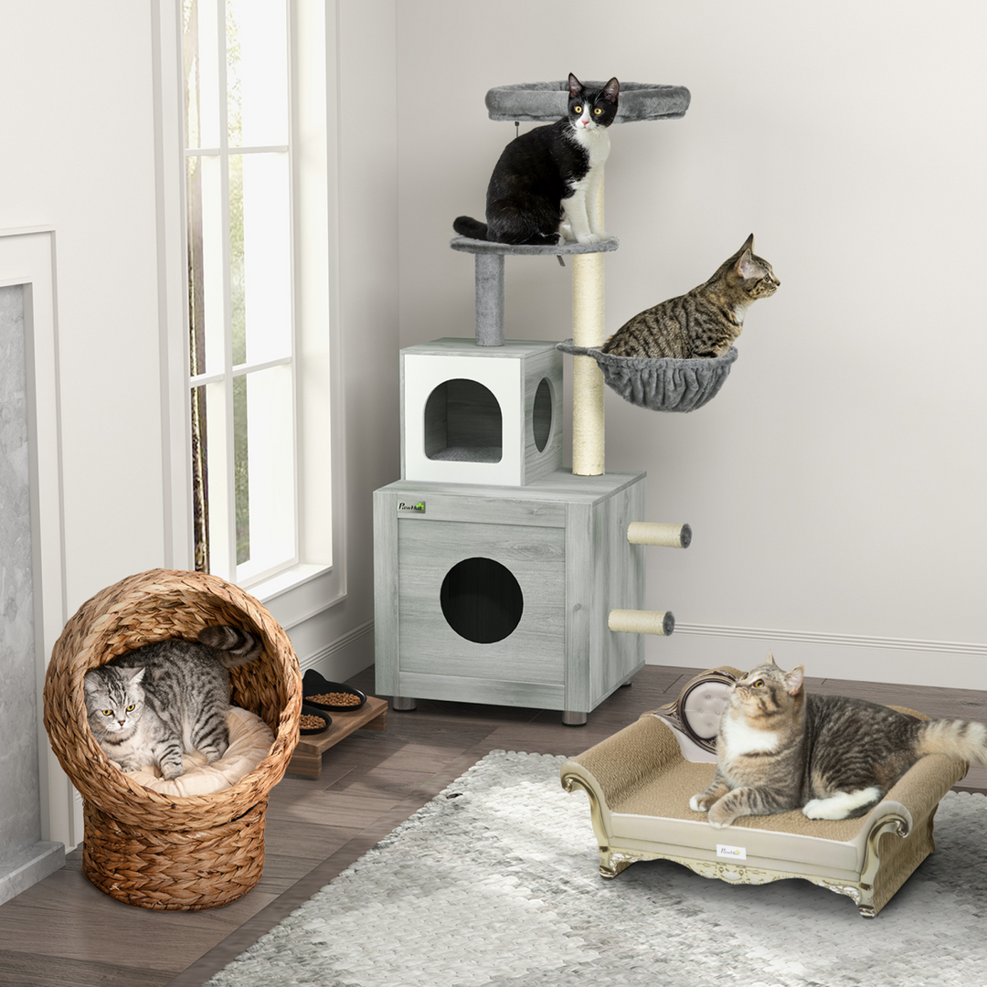 Ultimate PawHut Cat Litter Box Enclosure with Cozy Retreat & Scratching Posts