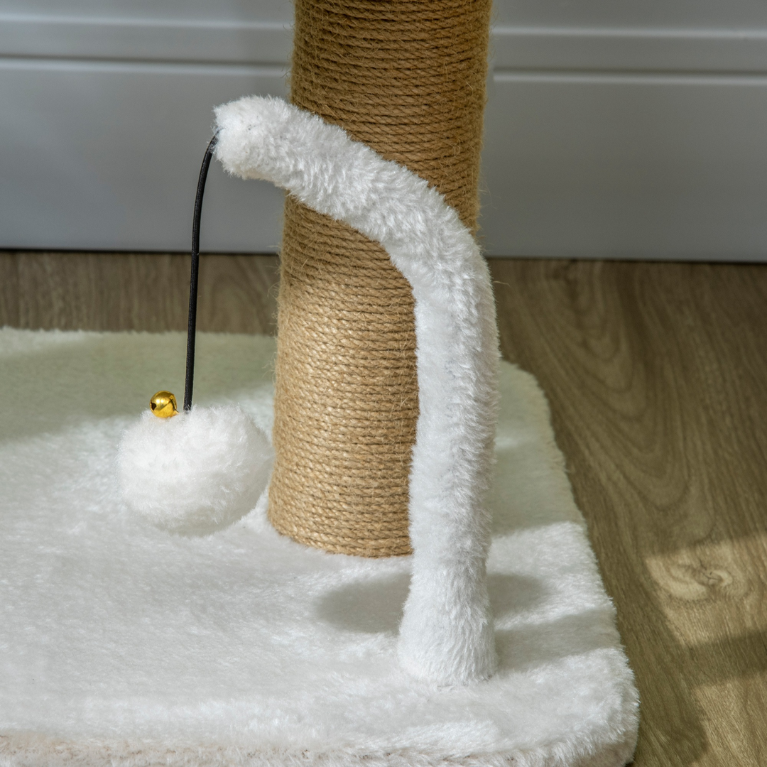 Deluxe 42cm Indoor Cat Tree with Jute Scratching Post – Interactive Toy Balls & Plush Polyester Finish
