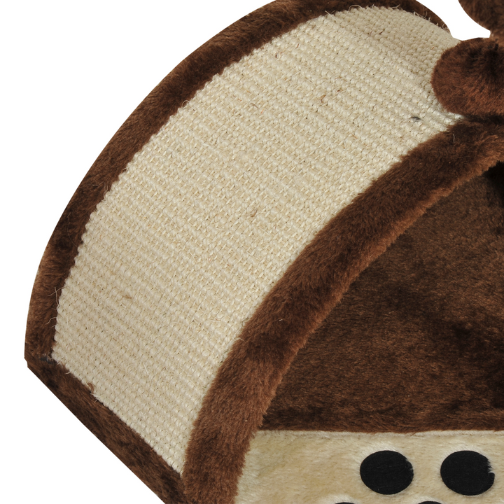 PawHut Cozy Cat Tree with Sisal Scratching Posts – Brown Multi-Level Cat Tower with Curved Board & Teasing Ball